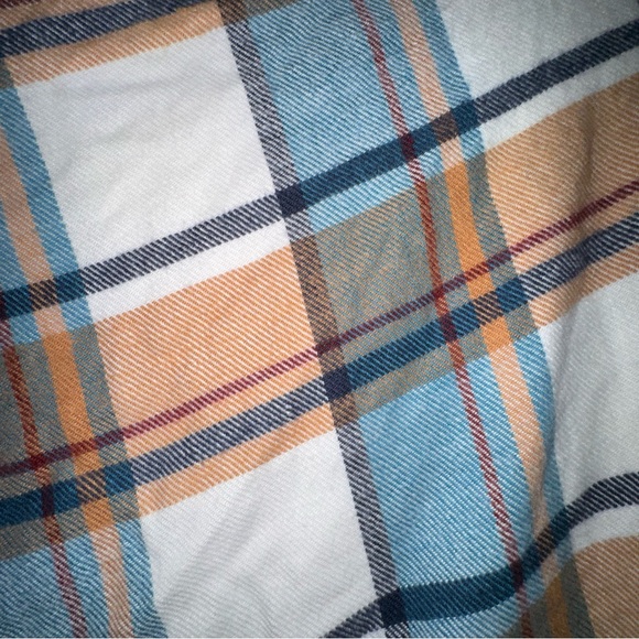 Matilda Jane Plaid Cream Blue Button Down Paige Ruana Shawl Poncho OS one size - Picture 7 of 10